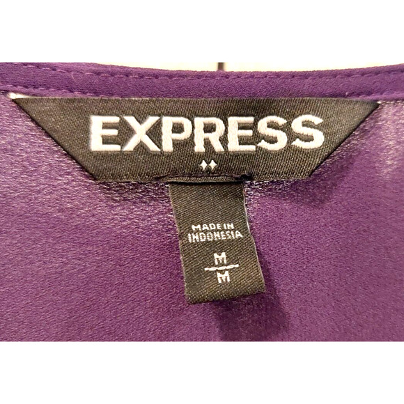 Express Womens Tunic Top Sz M Plum Crisscross Front Longsleeve Blouse‎ - Picture 4 of 8